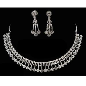 Conjunto de collar de diseñador con acabado blanco de lujo, conjunto de joyería de piedra, Gargantilla y pendientes de plata con gemas Rojas, joyería para fiesta para mujer - Product Image 1