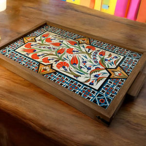 Bandeja de Servicio de Diseño con Recubrimiento de Esmalte de Madera MDF, Bandeja de Mesa de Alta Calidad para Hoteles y Restaurantes - Product Image 1