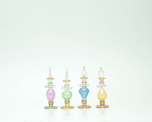 Flacon de parfum de luxe artisanal égyptien 15ml |   Verre soufflé à la main avec accents dorés |   Vente en gros OEM |   Prix d'usine |   Décoration de mariage - Product Image 6