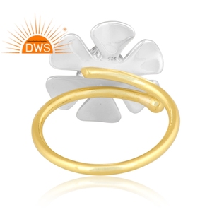 Último diseño hecho a mano 18K chapado en oro natural Topacio Azul piedra preciosa anillo apilable Demi joyería fina fabricante - Product Image 4