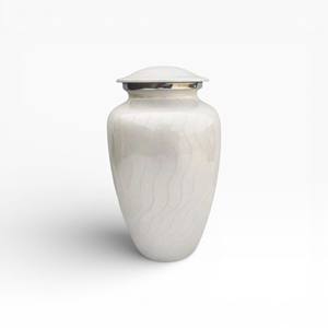 Urne funéraire en argent brossé avec gravure de feuilles détaillée, couvercle amovible et design commémoratif traditionnel - Product Image 3