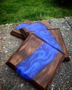 OPTIMISATION Sous-verres en résine de noyer pour la décoration intérieure Sous-verres en résine époxy en bois Sous-verre personnalisé de luxe pour boisson - Product Image 2