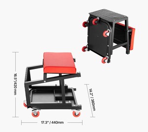 Garage <b>Chair</b> With <b>Padded</b> Seat, Tool Storage & Swivel Casters Rolling Mechanic Stool Portable Easily Assembly GAPGAR031 - Product Image 3
