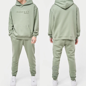 Survêtements coupe classique, molleton de coton épais de haute qualité, couleur unie, ensemble de sweat-shirt pour homme avec logo personnalisé, ensembles de jogging - Product Image 1