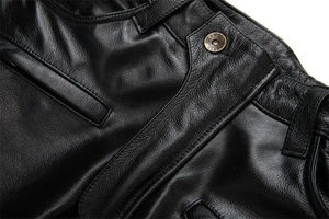 Pantalones de Motociclista de Cuero Negro para Hombre 2026, Cintura Alta, Múltiples Bolsillos, Corte Recto, Estilo Cargo Resistente - Product Image 6