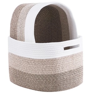 Ensemble de 2 paniers de rangement en macramé pour le maquillage, les produits de soin de la peau, les essentiels de la coiffeuse et l'organisation élégante de la table de toilette en provenance d'Inde - Product Image 1