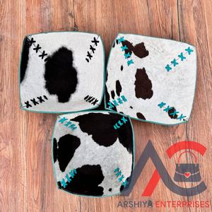 Nouveaux cheveux bruns et blancs occidentaux sur cuir de vachette 3 ensembles de plateaux bol en cuir gaufré turquoise luxueux plateau de valet cadeaux de mariage - Product Image 1