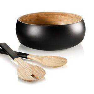 Juego de ensaladeras de bambú hilado hecho a mano de alta calidad con cucharas Nuevo estilo Laca Acabado Buen precio Utensilios de cocina de Vietnam - Product Image 1