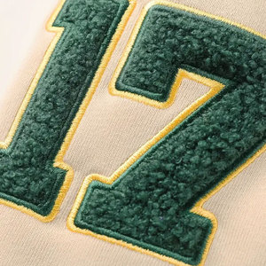 Veste d'université athlétique vintage 2025 pour homme avec logos brodés '17' et équipe, design vert et bloc de couleur - Product Image 5