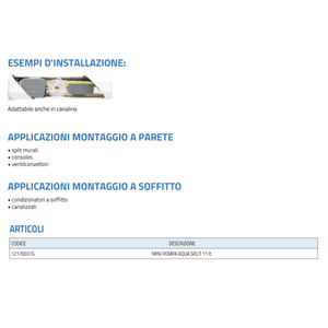 Bomba de Drenaje de Condensado Mini de 11 Litros Tecnosystemi AQUA SPLIT para Aires Acondicionados - Product Image 2