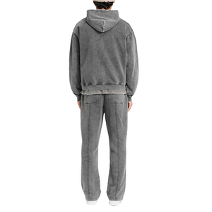 High Quality Customized Zip up Vintage Washed Pullover Wide Leg <b>Pant</b> Set Loose Boxy Cropped Man Hoodie - Product Image 6