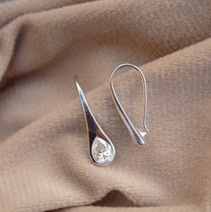925 Sterling Silver Minimalist Lightweight Moissanite Pear Shape Earrings D Color VVS1 Quality White Stone Target Audience Women - Product Image 1
