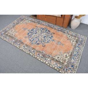 Alfombra Turca Vintage de Lana Azul, 3.2x7 pies (96.5x212 cm) - Product Image 4