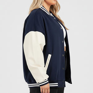 Chaquetas Varsity Personalizadas de Estilo Urbano, Tallas Grandes, Hombros Caídos, con Logotipo Bordado en Chenilla, Chaqueta Gruesa - Product Image 5