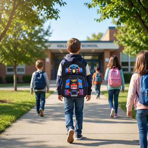 Fashionable Anti-Theft Wheeled School <b>Backpack</b> Waterproof Oxford Material with Metal Candy Pattern Zipper Closure for Boys Girls - Product Image 3