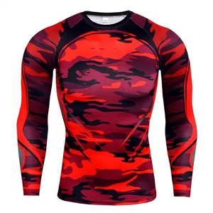Rash Guard à manches longues multicolore conçu sur mesure pour les hauts actifs pour hommes - Product Image 3