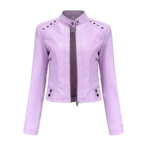 Chaqueta de piel sintética para motociclista para mujer, abrigo transpirable con relleno de algodón para primavera y otoño, cierre de cremallera, 2025 - Product Image 3