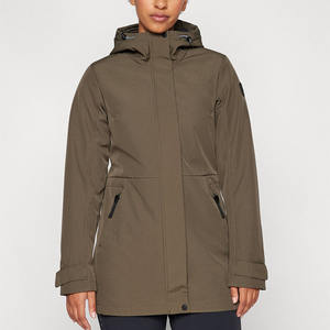 Veste Aplington Softshell pour femmes olive foncé de haute qualité prix usine manches complètes et coupe-vent femmes en cours d'exécution vestes de plein air - Product Image 1
