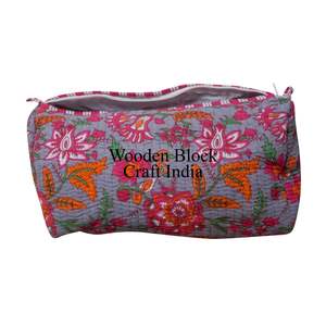 Vintage Hand block Print Affordable High Quality <b>Quilted</b> <b>Makeup</b> Pouch Set Handcrafted & Trendy pouch set with zipper closure - Product Image 5
