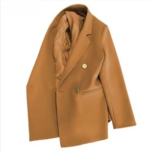 Manteau blazer moderne pour femmes 2025 veste courte à double boutonnage avec boutons dorés coupe structurée et style de mode High Street - Product Image 2