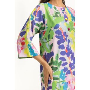 ชุดเซ็ตไอพีเอสที-55076 ผ้าวิสโคสพิมพ์ลายชีฟอง สไตล์ลำลอง คอปก แขนสามส่วน สำหรับฤดูใบไม้ผลิ/ฤดูร้อน - Product Image 2