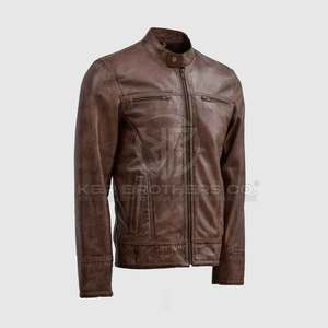 Veste d'hiver en cuir véritable à la mode pour hommes, vêtements d'extérieur chauds et durables avec style moderne, veste d'hiver en cuir décontractée et élégante pour hommes - Product Image 4