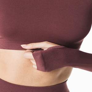 Camiseta de manga larga sin costuras para mujer, 51% de poliamida, 38% de poliéster, 11% de elastano, cuello redondo, corte raglán, otoño - Product Image 5