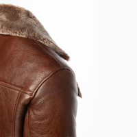 Veste bomber décontractée d'hiver pour homme de grande taille, de qualité supérieure, en cuir shearling, col en fourrure de renard, finition tricotée, respirante, coupe-vent