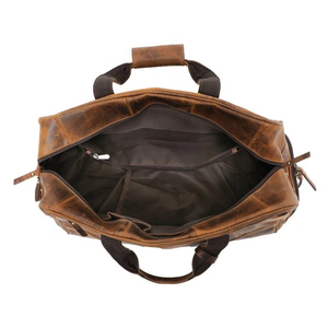 Bolsa de Viaje de Fin de Semana de Cuero con Cierre de Cremallera, Diseño Resistente - Product Image 6