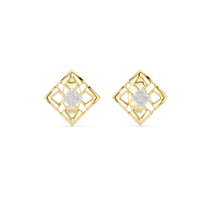 Boucles d'oreilles clous en or jaune 14 carats avec diamants de laboratoire ronds pour femmes |   Vêtements de tous les jours |   Nouveau diamant cultivé - Product Image 1