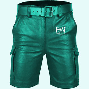 Pantalones cortos informales transpirables de cuero auténtico para hombre, pantalones cortos de gimnasio de secado rápido, cintura elástica, talla personalizable y logotipo - Product Image 1