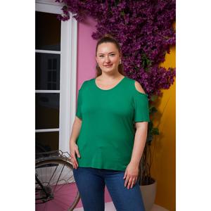 เสื้อยืดเปิดไหล่สีเขียว RMG Plus Size สำหรับผู้หญิง เสื้อถักผสมวิสโคสและอีลาสเทนที่สวมใส่สบายพร้อมดีไซน์ทันสมัย - Product Image 4