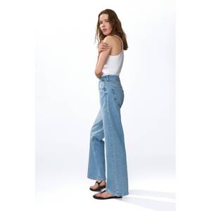 Pantalones Cargo de Mezclilla Transpirables de Cintura Alta, Pierna Ancha, Elásticos, Ajuste Ceñido, Estilo Boyfriend, con Detalles Simples de Moda Urbana - Product Image 1