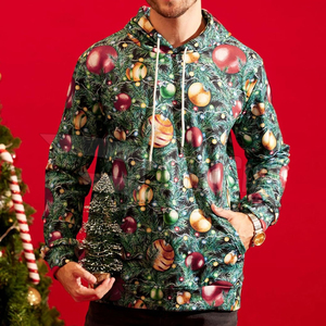Sudadera CON CAPUCHA DE Navidad para hombre al por mayor sublimada con estampado de moda gruesa y cálida para el invierno diseño personalizado - Product Image 5