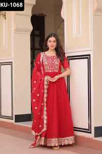 Estilo indio y pakistaní Faux Blooming con bordado Zari Lentejuelas Trabajo Anarkali Listo para usar Anarkali Vestidos para mujer Traje - Product Image 2