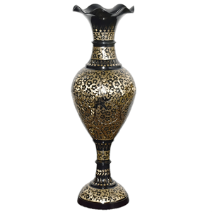 Florero de latón de superficie negra grabado a mano decoración del hogar de lujo precio barato Material de alta calidad pieza de arte hecha a mano - Product Image 3