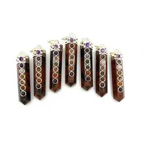 Superventas Cristal de lepidolita Natural 7 Chakra punto colgante collar piedras preciosas curación cristal colgantes para Reiki - Product Image 2