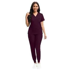 Conjunto de Uniforme Médico Elástico Freshfit para Mujer con Blusa de Cuello en V y Pantalones Jogger, Ligero y Duradero - Product Image 2