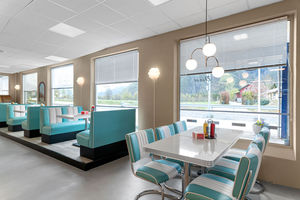 Meubles de restaurant de style rétro américain, banquettes personnalisées en cuir PU pour café et bar. - Product Image 4