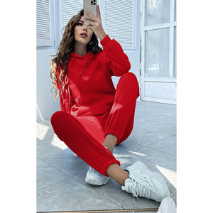 Conjunto Deportivo Personalizado para Mujer con Logotipo, Sudadera con Capucha y Pantalones Deportivos de Felpa de Algodón - Product Image 1