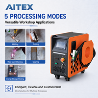 Machine de soudage au laser à fibre portative refroidie par air 1500W, soudeuse au laser industrielle 5-en-1 pour le soudage, la découpe et le nettoyage AW-15