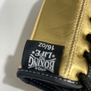 Guantes de Boxeo Negros y Dorados con Cordones, Sin Boxeo No Hay Vida, de Cuero Vacuno Genuino, para Sparring, Más Vendidos y en Tendencia - Product Image 4