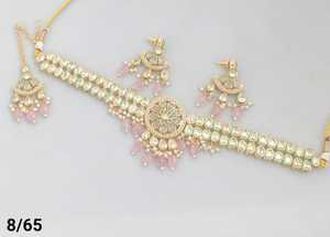 Diseño de flores impresionante hecho a mano Zirconia cúbica moda india gargantilla joyería collar con pendiente y Mangtika conjunto para mujer - Product Image 4