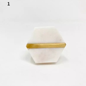Natural Marble with Brass Stripe <b>Door</b> knobs Hot selling Pulls for Wardrobe Furniture Kitchen and Modern Home Interior Usage Item - Product Image 5