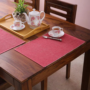 Mantel Individual de mesa de comedor de poliéster rojo de lujo moderno, Material de costilla de lino, patrón sólido cuadrado para el hogar, cocina al aire libre, para hoteles - Product Image 1