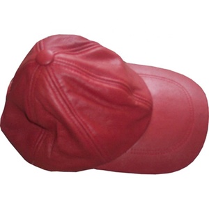 Casquette de baseball en cuir rouge imperméable avec broderie 3D, fermeture à boucle métallique, design sportif pour adultes unisexes - Product Image 1