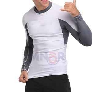 Venta caliente tamaño personalizado hombres MMA Rash Guard manga larga compresión Anti-UV secado rápido transpirable natación tela cómoda - Product Image 5