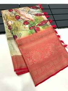 Nouveau sari en soie Banrasi douce et belle fleur royale pour femme - Product Image 4