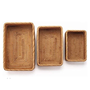 Rectangular Rattan <b>Basket</b> - Vintage Boho Style, Made in Vietnam, Perfect <b>for</b> Books, <b>Fruits</b>, and Home Decor Handicraft - Product Image 3