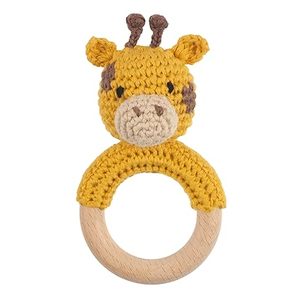 Conejito de Pascua de ganchillo hecho a mano, juguete sonajero de madera para bebé, Animal de peluche orgánico para recién nacido por consignadores indios - Product Image 1